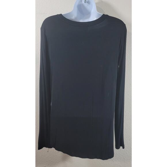 Old Navy Black Long Sleeves Round Neck Top Large Lightweight Soft Stretchy - Picture 2 of 5